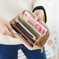 Portefeuille en PU de grande capacité à fermeture éclair simple pour étudiant, motif dollar créatif, multi-cartes, pour hommes et femmes
