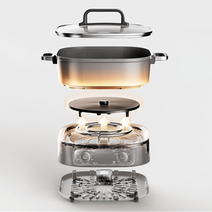 Nồi nấu chậm, nồi đa năng <span class=keywords><strong>6</strong></span> lít với nồi tráng gốm, 3 cài đặt nguồn, núm hẹn giờ, nồi lẩu điện chống dính - Product Image 4