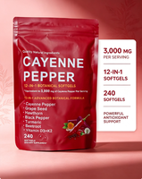 OEM 240 Gélules Molles 12-en-1 Supplément Botanique au Poivre de Cayenne 3000mg Pépins de Raisin Curcuma Betterave Soutien Immunitaire
