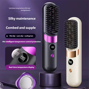 Portable USB Cordless Fast <b>Heating</b> Hair Straightener Comb Hot Air Mini Electric Hair Straightening <b>Brush</b> for Travel Household - Product Image 1