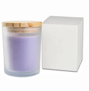 Factory Direct Charge 200ml Farbe gefrostete Kerze Tasse mit Deckel Aroma therapie Candlestick 10oz Glas Tasse