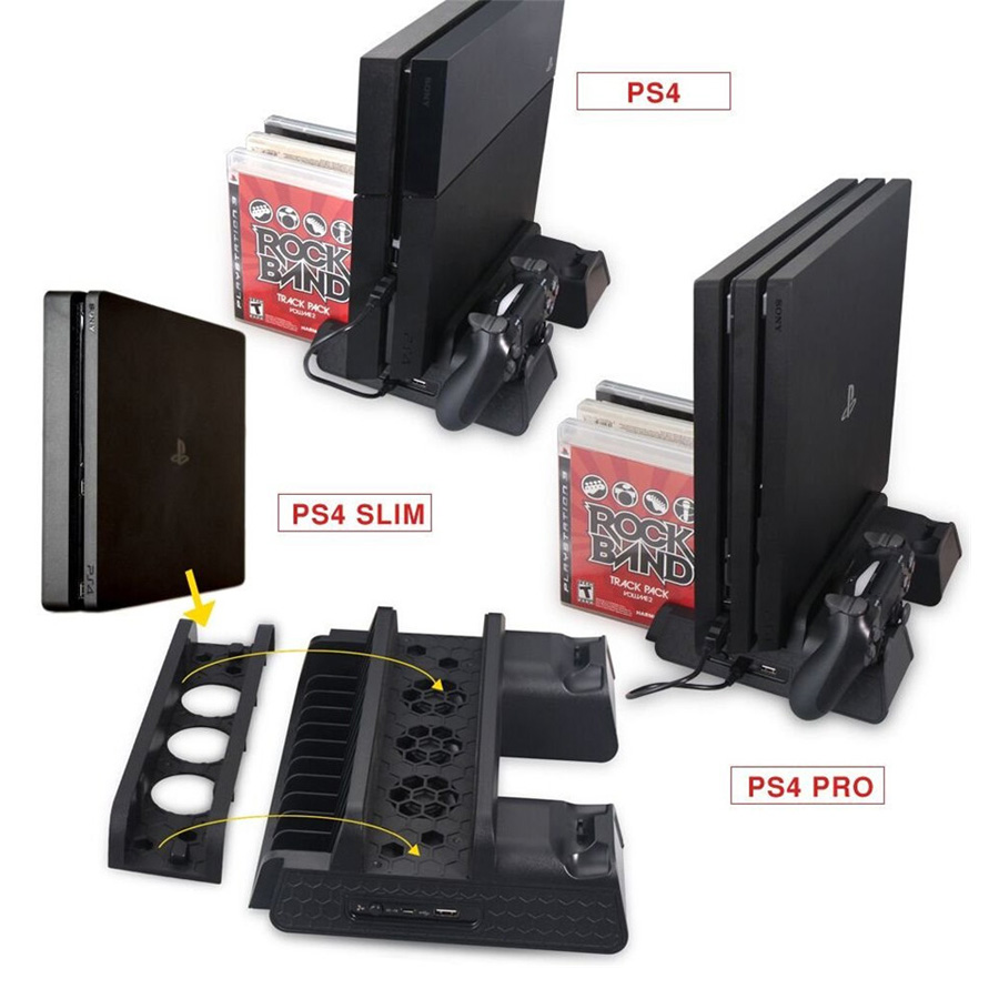美品!!　使用頻度極小!!　PS4pro冷却スタンド付き PS4/PS4 Slim/PS4Proコントローラー用TP4-882多機能充電冷却