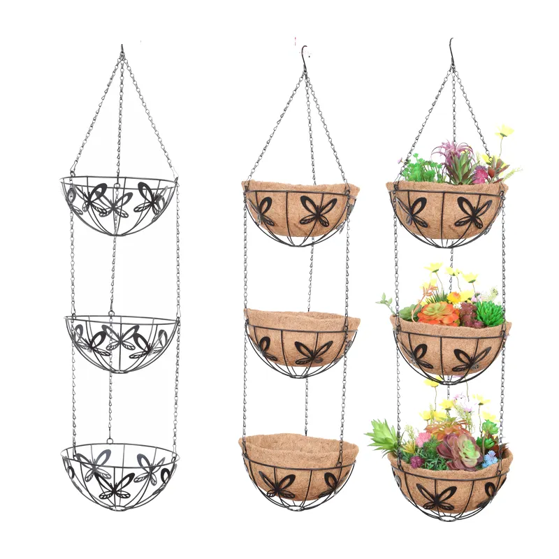 Instock Hot Bottom Pot 14 Inch Ronde Hangende Mand Vervangende 3-Tier Hangende Mand Met Coco-Voering