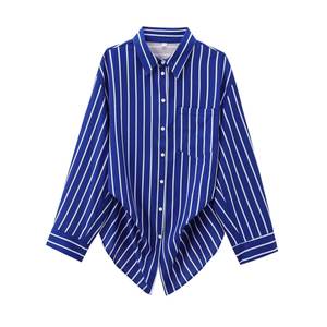 Camicia da donna 2025 europea e americana Casual <span class=keywords><strong>a</strong></span> <span class=keywords><strong>maniche</strong></span> <span class=keywords><strong>a</strong></span> <span class=keywords><strong>pipistrello</strong></span> camicia da donna <span class=keywords><strong>a</strong></span> righe <span class=keywords><strong>con</strong></span> colletto lungo - Product Image 1