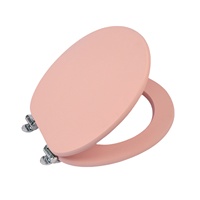 Couvre-siège de toilette rond à fermeture douce en MDF de couleur rose personnalisée avec charnières en alliage de zinc pour salle de bain