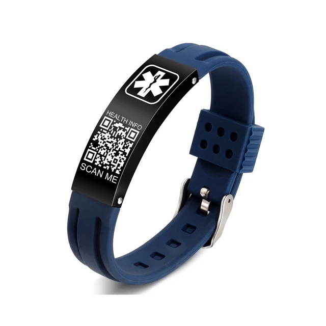 QR Code Medical Alert Bracelets for Men & Women Kids Silicone Wristband Adjustable Sport Emergency Bangles