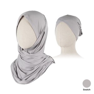 Cloud Jet negro Algodón Poliéster Mujer Islam Todas las estaciones Diseño liso Tamaño libre instantáneo TAKVA Infinity Hijab Set - Product Image 6