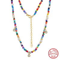 RINNTIN PSN06 Bohème De Luxe Shell Perle Collier Zircon Coloré Perlé Ras Du Cou Femmes Réglable Perle Collier Bijoux