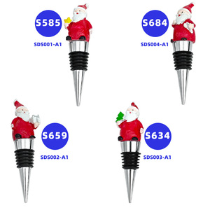 Santa Claus Wine Stoppers Metal Resin Bottle Four Designs For Christmas Decoration - Product Image 1