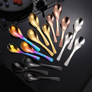 304 Stainless Steel Palace Style Round Bottom Spoon <b>Mirror</b> Finish Glossy Soup Spoon Household Rice Spoon Durable Solid Color - Product Image 2