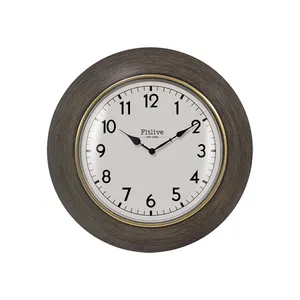 11,9 Zoll individuelle Wanduhr Kunststoff Holz-Stil kreisförmige Form dekorative Uhr Heim-Büro-Uhr Großhandel