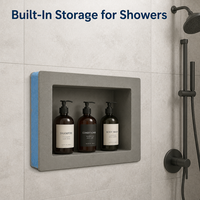 Niche de douche XPS prête à l'emploi, étanche, avec étagère encastrée, certifiée CE SGS REACH, 12x12/12x28 pouces, classe d'incendie B1, garantie 5 ans pour salle de bain