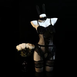 Hot Sexy Underwear Cutout <b>Perspective</b> Bra Set Women Bow Sexy Lingerie Thong Sets with Garters Sex Underwear Set - Product Image 5