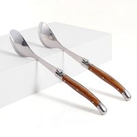 2-teiliges Umweltfreundliches Laguiole-Style Metall Edelstahl Salatbesteck-Set Servierlöffel Gabel Spülmaschinenfest