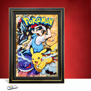 Cadre photo rectangulaire 3D stéréoscopique 35x28cm à découpe papier, impression numérique, thème Pokémon Anime, personnalisable – Meilleures ventes - Product Image 5