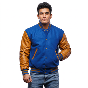 Wholesale Unisex Varsity Jacket Custom Letterman Jacket Cotton Polyester Casual Baseball Style Stand Fashionable for <b>Men</b> Women - Product Image 1