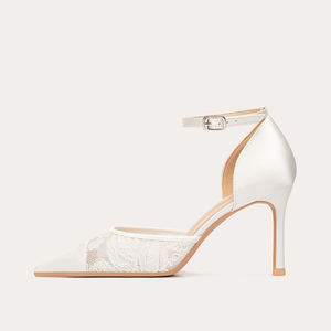 Tacchi alti con cinturino alla caviglia in seta bianca <span class=keywords><strong>e</strong></span> raso scarpe da <span class=keywords><strong>donna</strong></span> con tacco <span class=keywords><strong>e</strong></span> scarpe da sposa per <span class=keywords><strong>spillo</strong></span> da sposa - Product Image 2