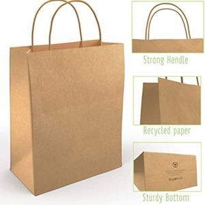 Bolsa de Papel Kraft Marrón Ecológica con Logotipo Personalizado, Asa de Cuerda, Embalaje Reciclable para Ropa y Manualidades - Product Image 3