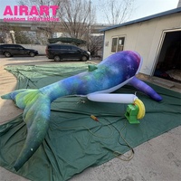 Mascotte de baleine géante gonflable sur mesure, motif imprimé coloré, animal marin gonflable pour décoration commerciale