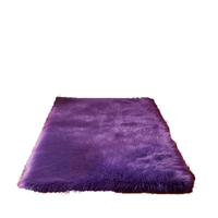 Tapis de chambre moderne en fausse fourrure de mouton rose en polyester, antidérapant, moelleux, pelucheux, à poils longs et épais, pour salon, couleur unie