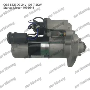 C6.6 E323D2 Starter Motor 24V 10T 7.5KW 4995641 Suitable For Caterpillar Perkins Engine Parts