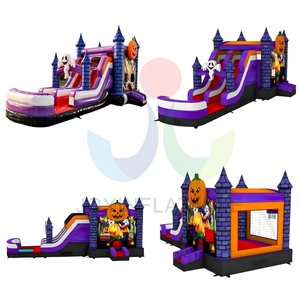 <span class=keywords><strong>Château</strong></span> Gonflable Commercial d'Extérieur pour Enfants, Thème Ferme de Citrouilles d'Halloween, avec Toboggan Aquatique Double Voie et <span class=keywords><strong>Château</strong></span> de Sauts - Product Image 3