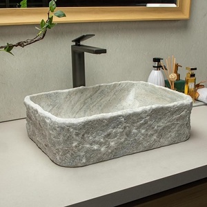 Lusso moderno design antico quadrato in marmo turco lavello in pietra per bagno e cucina singolo lavaggio a mano in rosso e grigio - Product Image 3