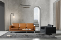 Canapé de bureau professionnel de haute qualité en cuir PU, structure robuste pour aménagement de bureaux de grande envergure