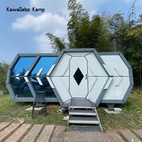 Kawagebo Kamp 6.6m Maison capsule préfabriquée préfabriquée meublée moderne commerciale de luxe avec chambre à coucher et cuisine pour l'extérieur