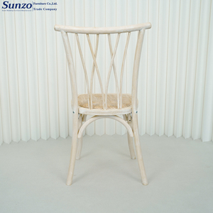 Sedie Rustiche in Legno Massello con Schienale a Croce e Seduta in Rattan per Sala da Pranzo, Interni, Esterni, Matrimoni ed Eventi - Product Image 6