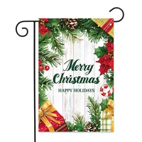 Drapeaux de jardin de Noël personnalisés en tissu polyester double face 12x18, anti-plis, vente en gros