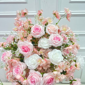 60CM <span class=keywords><strong>Pink</strong></span> meja mawar bunga pernikahan buket Jalan Panduan ornamen bunga acara dekorasi bunga ukuran disesuaikan - Product Image 3