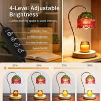 Lampe chauffe-bougie électrique vintage à intensité variable, décoration d'intérieur pour chambre et salon, cadeau de Noël, en bois et verre floral, prise CA standard