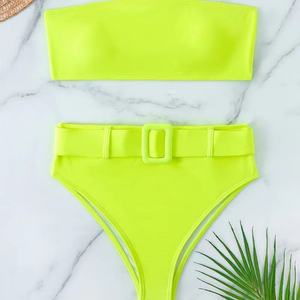 Conjunto de Bikini de Dos Piezas para Mujer, Diseño de Moda, de un Solo Hombro, Estilo Bandeau, de Secado Rápido, en Spandex/Poliéster, para Playa - Product Image 2