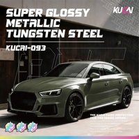 KUCAI Super Glossy Metallic Tungsten Steel PET Gloss Car Vinyl Wrap Warna Pembungkus Kendaraan Biaya Pembungkus Mobil Film Pelindung Cat Mobil 1.52*17M