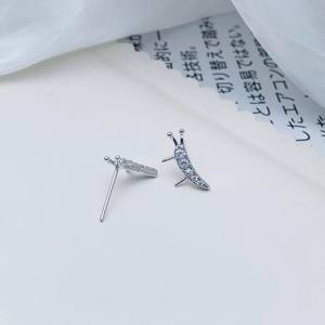 22595 S925 <b>Silver</b> DIY <b>Pearl</b> Accessories Empty Support Double Butterfly <b>Earrings</b> with 6-9mm Round Beads 6-9mm Round Beads - Product Image 4