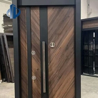 Porte d'entrée en acier et bois composite, porte de sécurité en aluminium moulé, double bois double acier, anti-effraction, pour les marchés de Russie et de Turquie