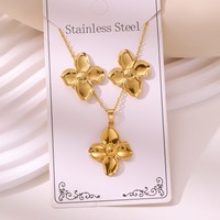 Collier et boucles d'oreilles Mirawell American Floral, couleur or, pendentif haut de gamme à pétales en relief, chaîne de clavicule en acier inoxydable, bambou