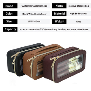 Sac de maquillage de voyage personnalisé HMU avec logo, boîte organisatrice de luxe décontractée, sac de maquillage <span class=keywords><strong>rose</strong></span> transparent avec fermeture éclair - Product Image 4