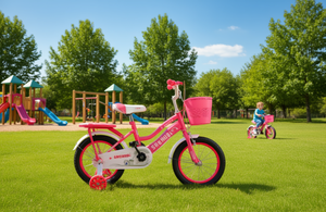 Bicicletta per bambini Double Moon da 12 pollici color rosso pesca con rotelle per bambini dai 5 ai 7 anni - Product Image 2