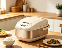 Cuisinière à riz électrique multifonctionnelle 4L (8 tasses de riz) 860W, fonction minuterie, contrôle par micro-ordinateur, boîtier en plastique, revêtement antiadhésif