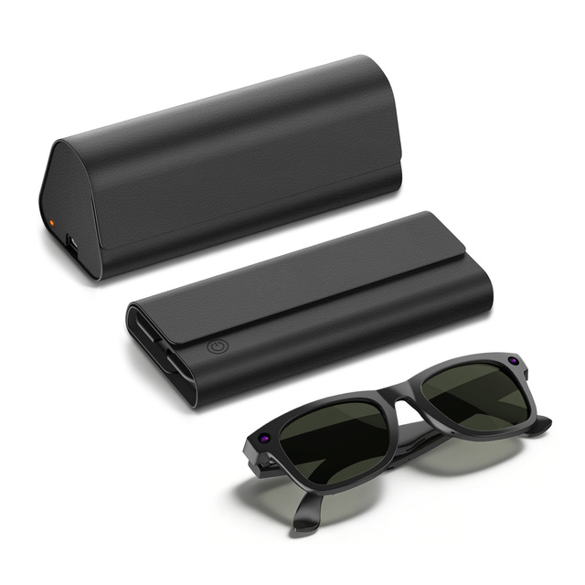 Compatible with Meta Ray-Ban Smart Glasses 2000mAh Wireless Charging Storage Two-in-One Foldable Glasses Case USB-C/Type-C Ports