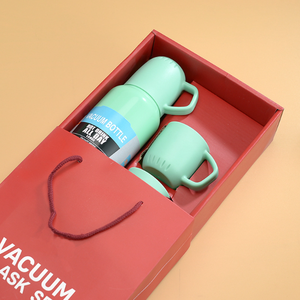 Mocaron Copa sostenible Deporte Revestimiento de cerámica de lujo Recarga de vidrio al vacío de acero inoxidable Juego de termo calentador de alimentos con caja de regalo - Product Image 3