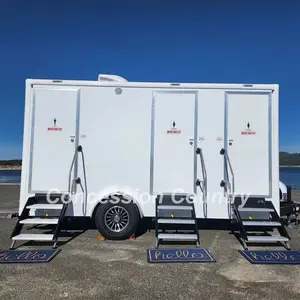 Trailer de banheiro portátil de luxo para acampamento, caravana de acampamento, trailer de banheiro móvel, porta de banheiro