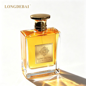 Botella de Perfume Cuadrada de Vidrio Transparente de Lujo, 30ml 50ml 100ml, Botella de Perfume Recargable Vacía de Alta Gama con Tapa Dorada Personalizada - Product Image 2