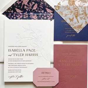 Inviti Matrimoniali Personalizzati <span class=keywords><strong>di</strong></span> Alta Gamma, Biglietti d'Auguri Premium, Cartoline Stampate su Cartoncino <span class=keywords><strong>di</strong></span> Cotone Goffrato e Texturizzato - Product Image 1
