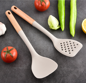 8-Piece Silicone Kitchen Utensil <b>Set</b> with <b>Wooden</b> Handles Spatula Ladle Heat Resistant Nonstick Cooking <b>Tools</b> - Product Image 5