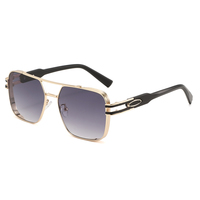 Nouvelles Lunettes de Soleil Carrées NWO T1877 Street Snap à Monture Métallique Double Pont Unisexe Tendance Protection UV400 pour l'Extérieur