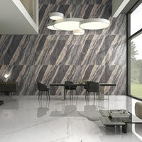 Carrelage en porcelaine de luxe, marbre jaune clair, 600x1200mm, texture dorée polie, antidérapant, pour sols de supermarchés, centres commerciaux et salons