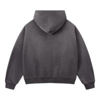 Hoodie Kustom Berkualitas Tinggi Bahan Tebal Model Boxy, Cuci Semprot Monkey Wash, Warna Abu-Abu Tua Vintage, Streetwear Distressed, Sweatshirt Berkerudung Pria